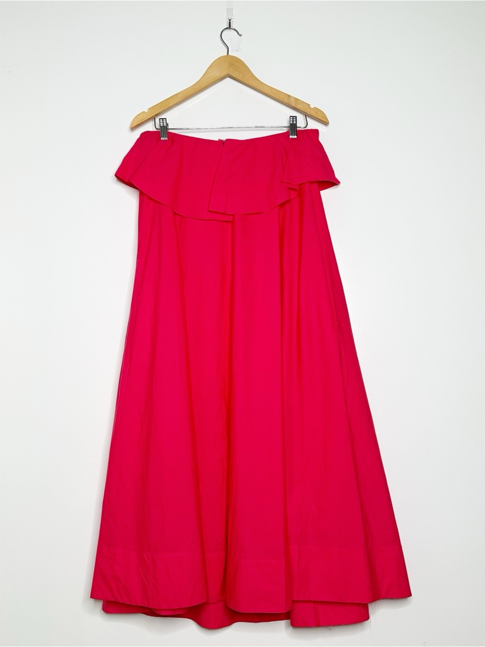 By Anthropologie Strapless Flounce A-Line Midi Dress Hot Pink Size Small S - Picture 4 of 10